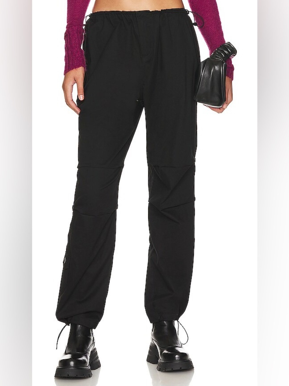$268 GUIZIO Black Utility Cargo Pants, Size SMALL